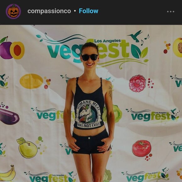 Two VEGAN Tank Tops Muscle Tee Humane Meat Does Not Exist Unicorn Set of 2 Lot - Picture 6 of 6